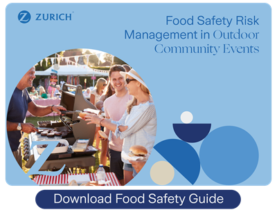 Front cover image of Food Safety Guide with blue button saying "Download Food Safety Guide"