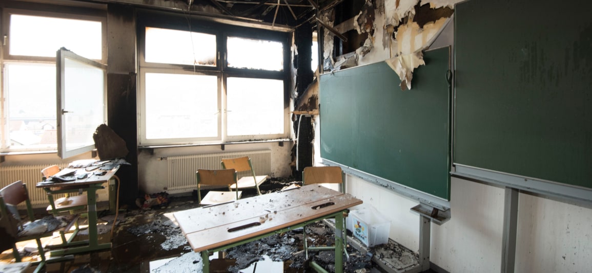 classroom destroyed by fire