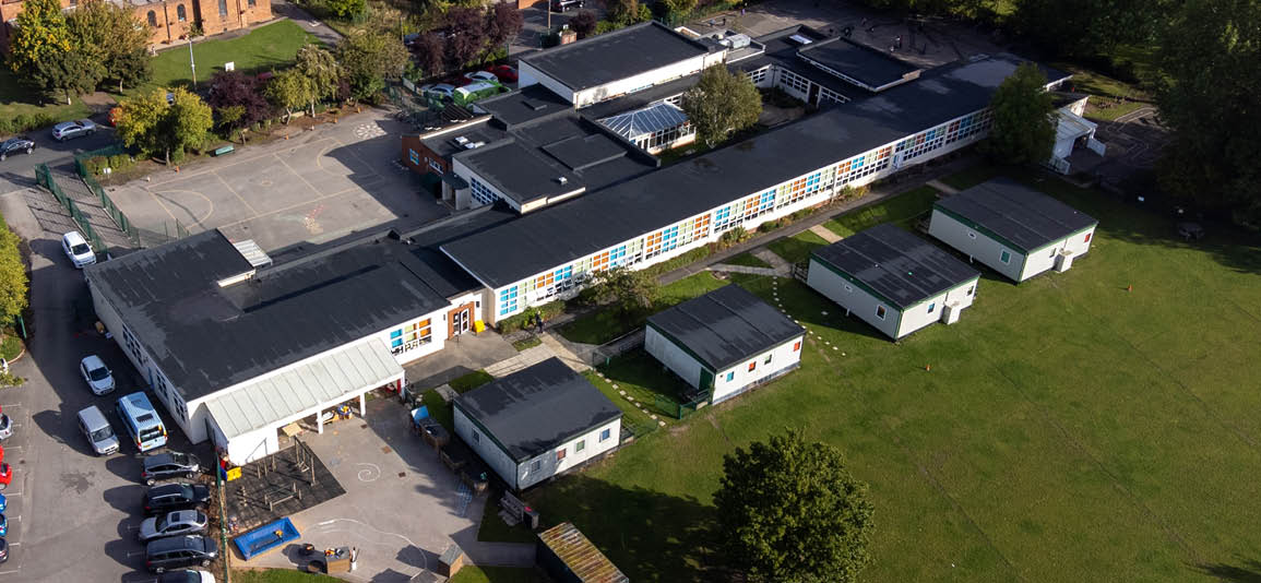 Ariel view of a primary school in England