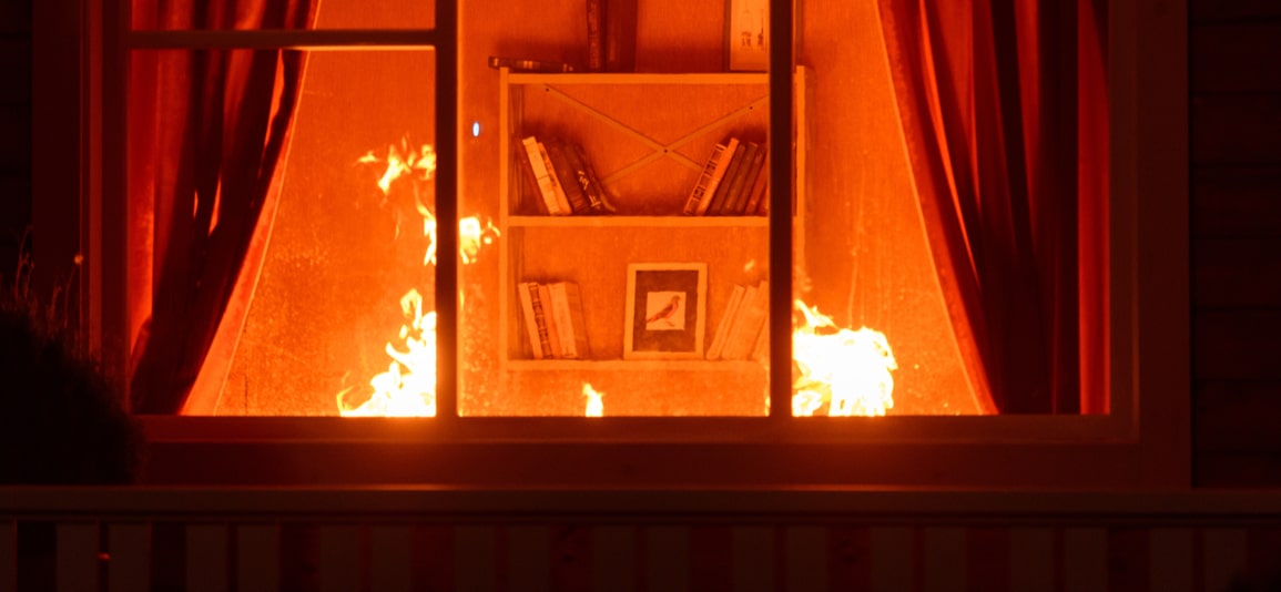 a fire starting in front room