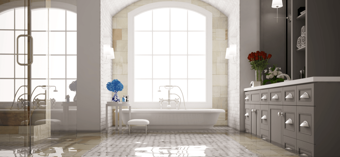 Water damage bath bathtub after flood