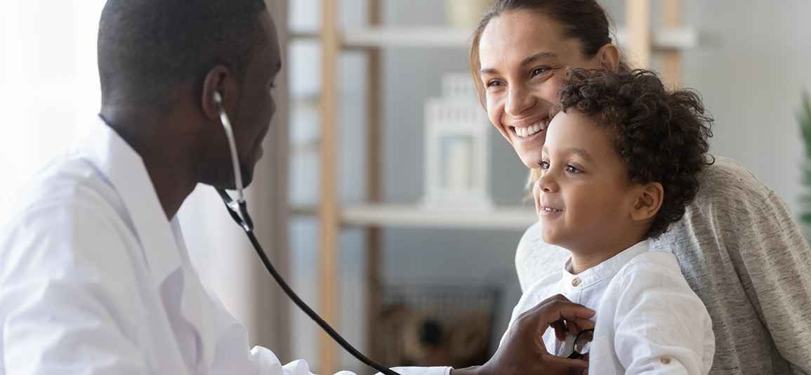 boy patient visit doctor with mother