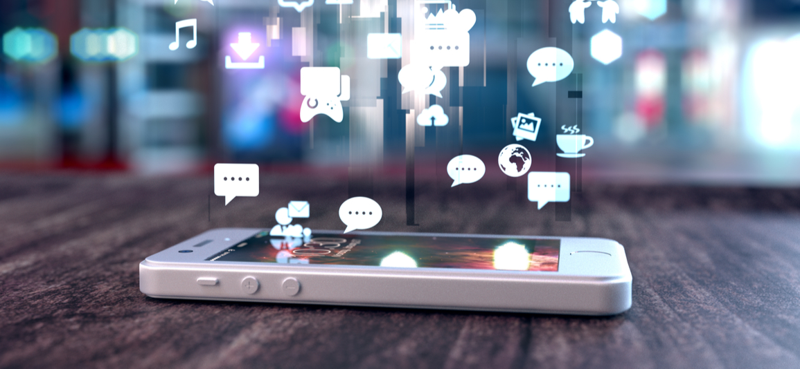 social media icons on phone