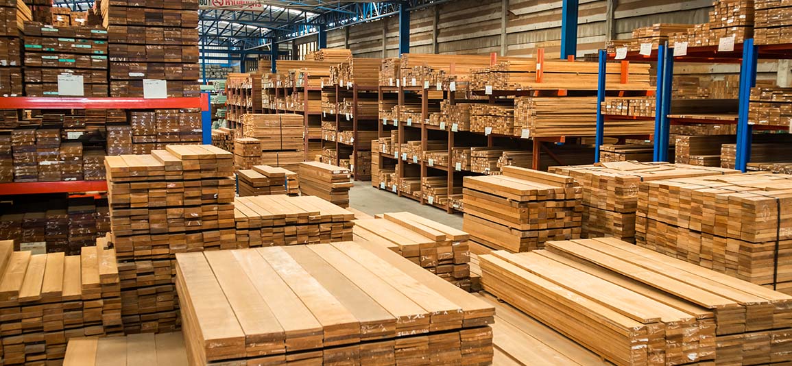 Wood in warehouse