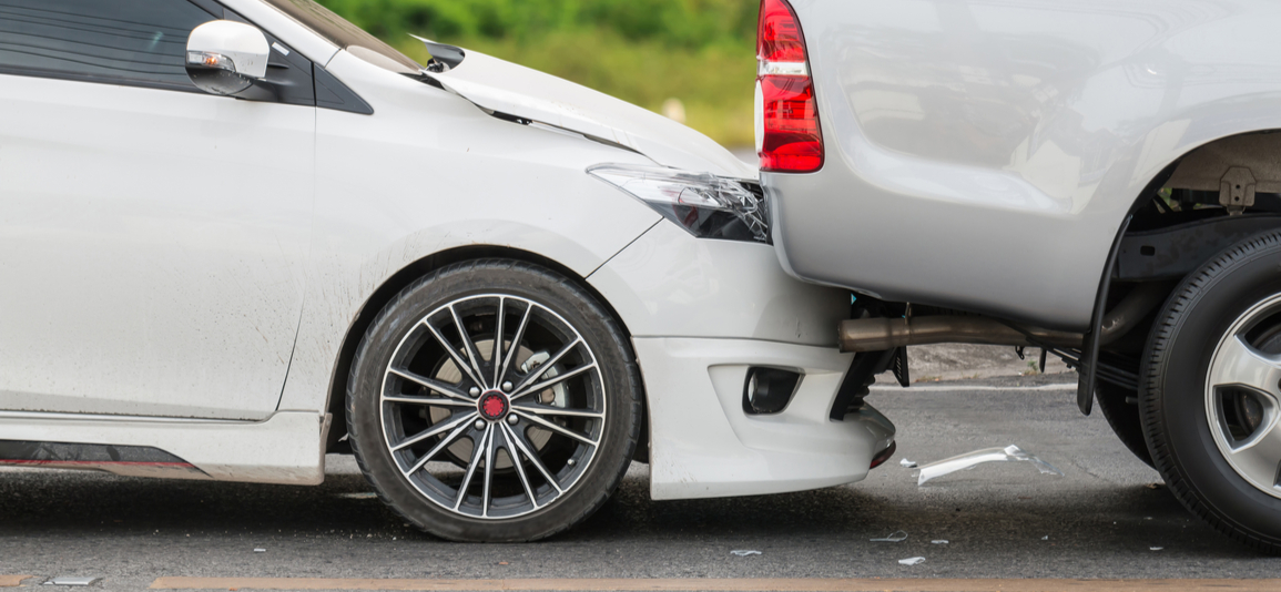 Car accident involving two cars on the road