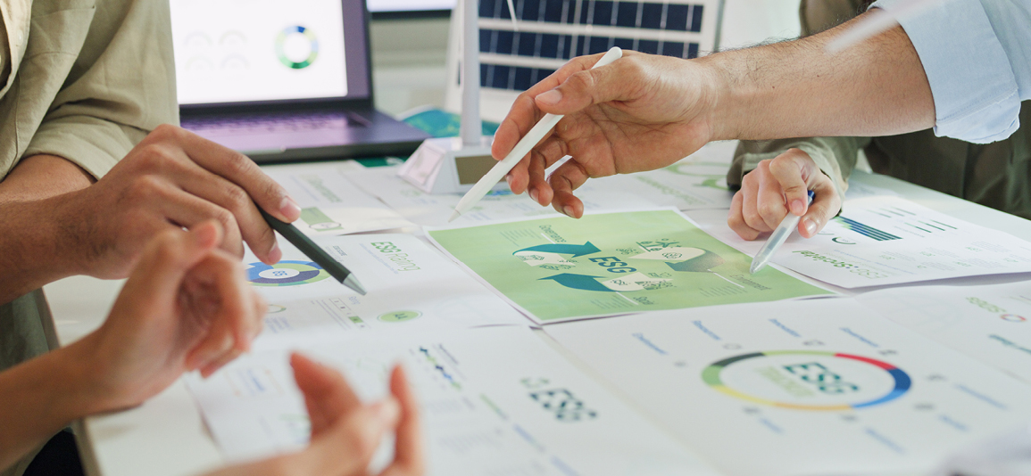 businesspeople talk ESG strategies risk management