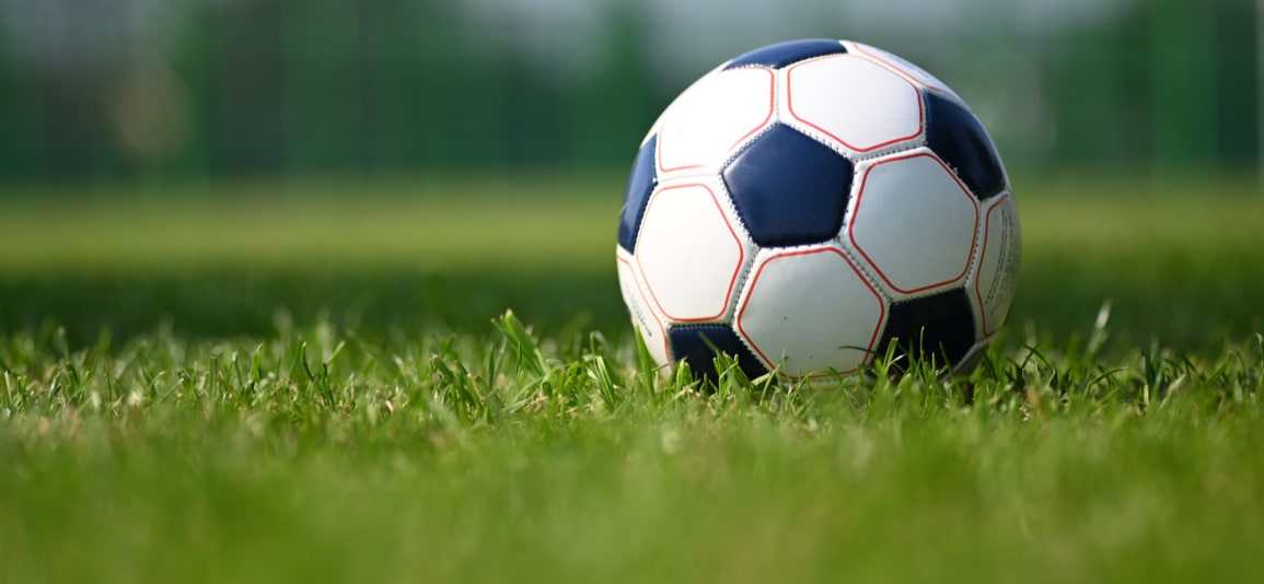 Soccer ball on the green grass