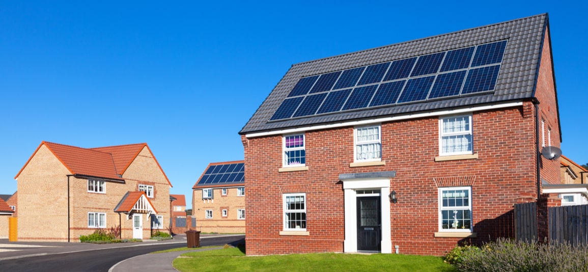 solar panels across the roof of a house