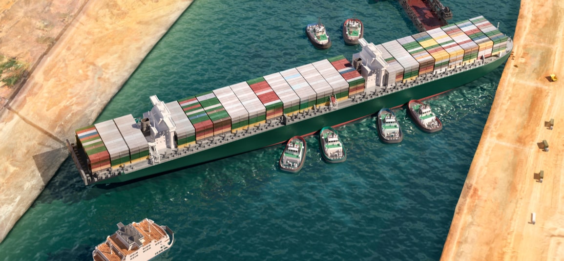 Ever given ship beached in Suez Canal