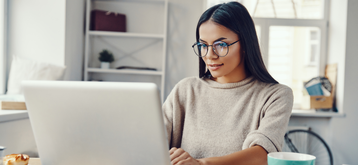woman working from home on laptop