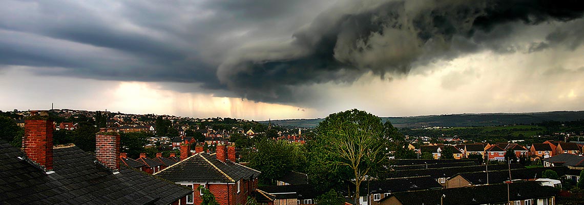 Storm over a town