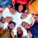 group of people hugging each other