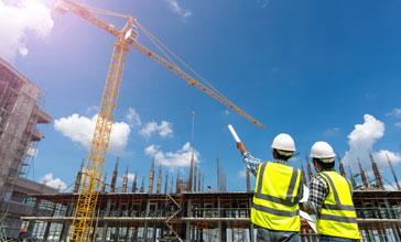 Two engineers at the construction site