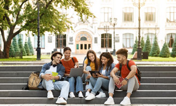 University students studying outside