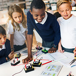 Young students working together in school